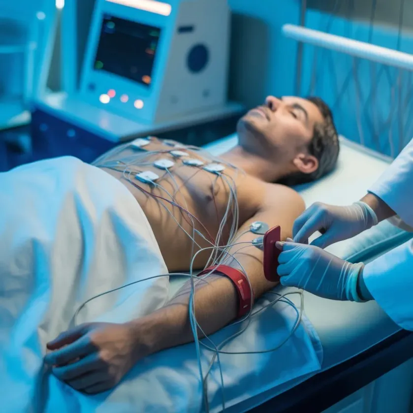 Sleep laboratory set up for an overnight in-lab sleep study