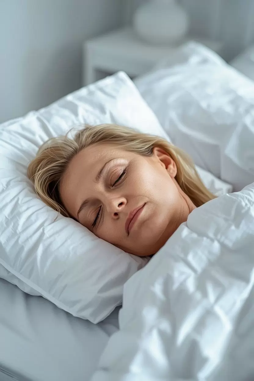 Woman sleeping through the night after sleep apnoea treatment